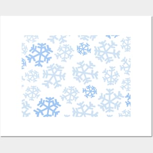 Blue snowflakes in winter - simple design Posters and Art